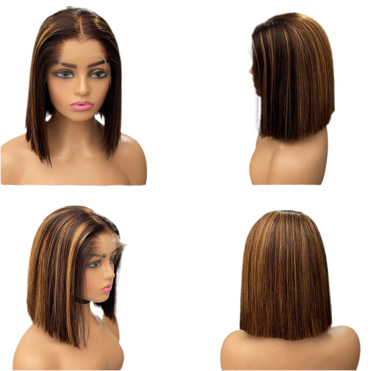 Exclusive Frontal Lace Wig straight highlighted bob
