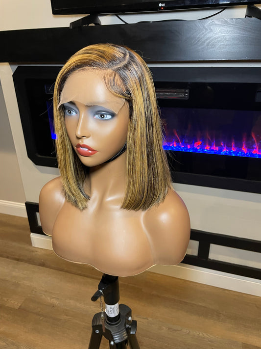 Custom 5x5 blonde highlighted bob wig